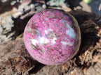 Polished Pink Rubellite Tourmaline in Matrix Sphere with Wooden Stand x 1 From Madagascar