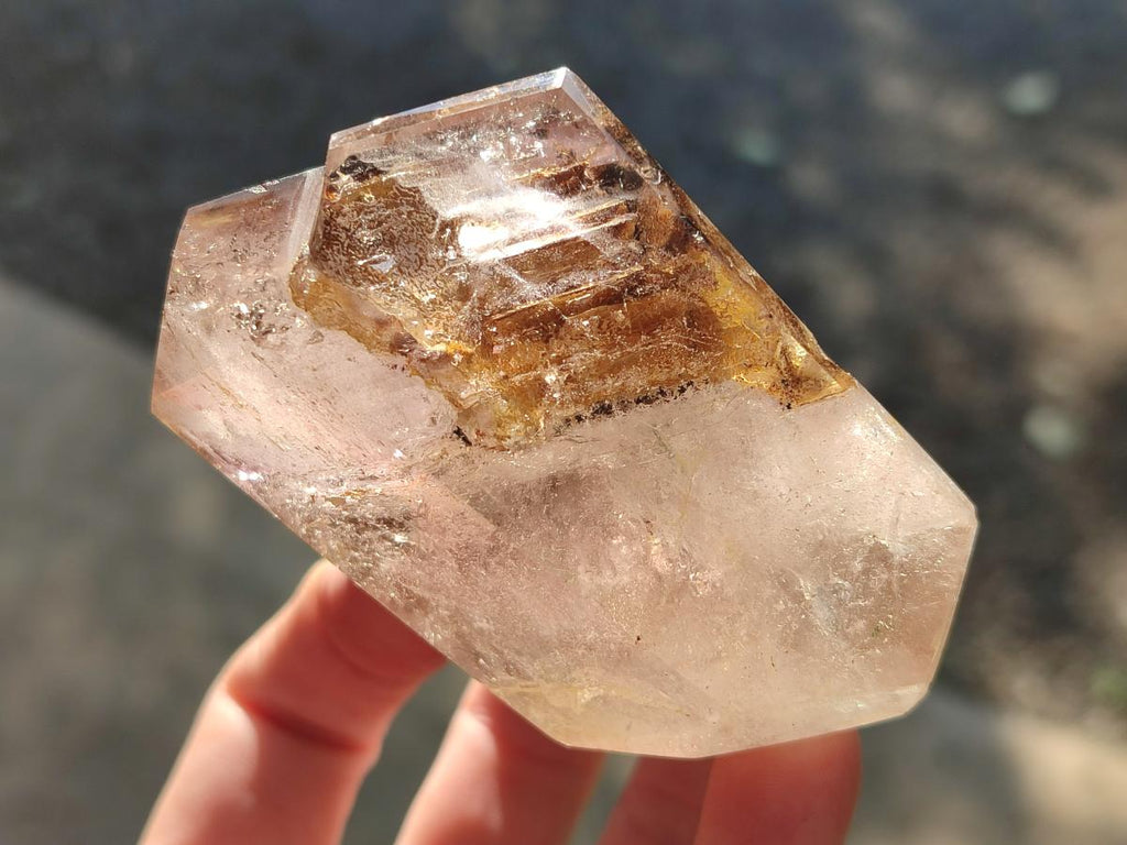Polished Smokey Window Quartz Crystal x 1 From Akansobe, Madagascar