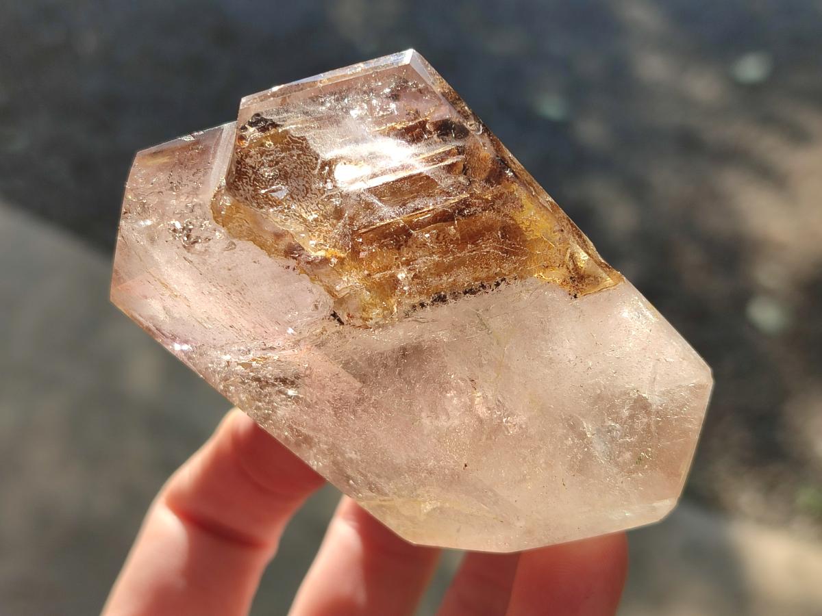Polished Smokey Window Quartz Crystal x 1 From Akansobe, Madagascar
