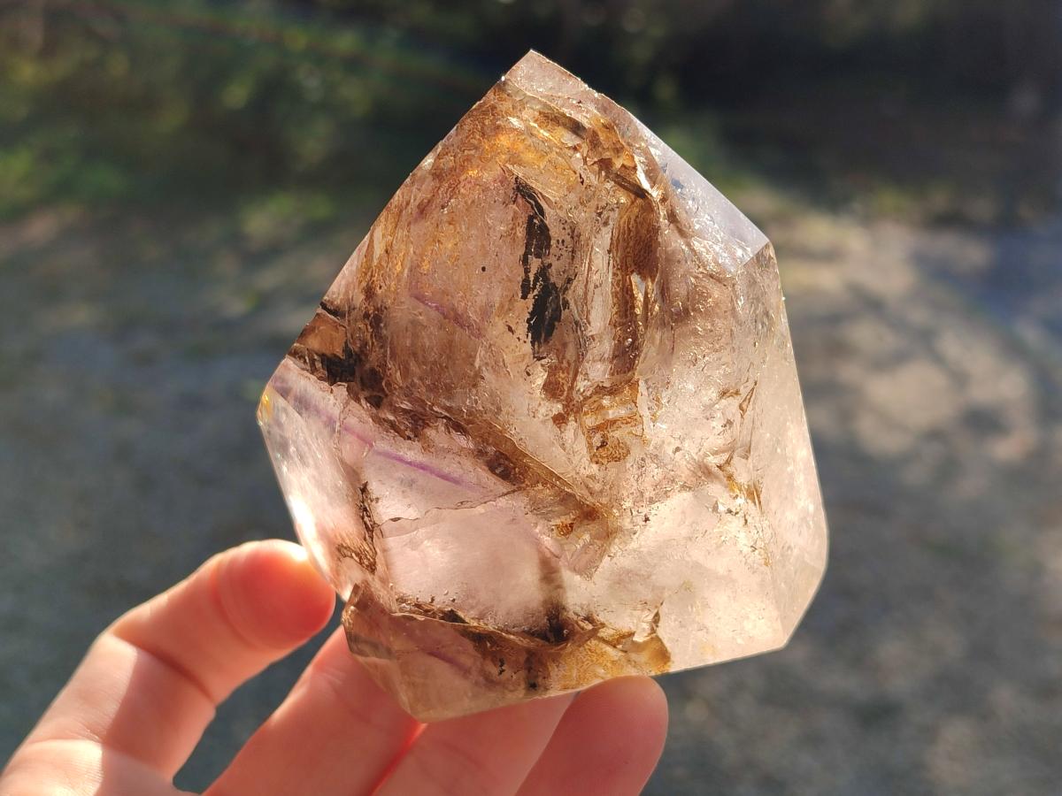 Polished Smokey Window Quartz Crystal x 1 From Akansobe, Madagascar