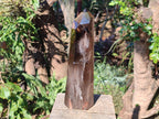 Polished XL Tall Smokey Quartz Display Crystal with Enhydro x 1 From Akansobe, Madagascar