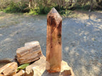 Polished XL Tall Smokey Quartz Display Crystal with Enhydro x 1 From Akansobe, Madagascar