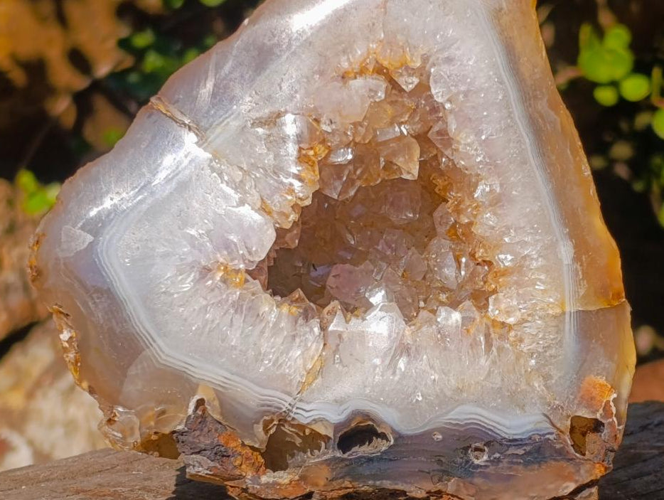 Polished and Natural Crystal Centred Agate Geode x 1 From Maintirano, Madagascar