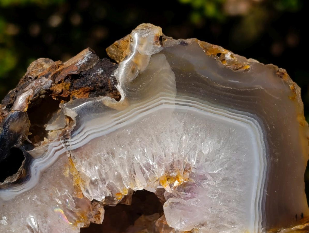Polished and Natural Crystal Centred Agate Geode x 1 From Maintirano, Madagascar