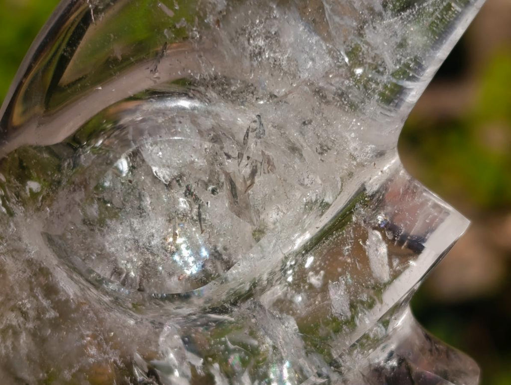 Polished Man on the Moon Rock Crystal Crescent Moon Carving x 1 From Madagascar