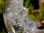 Polished Man on the Moon Rock Crystal Crescent Moon Carving x 1 From Madagascar