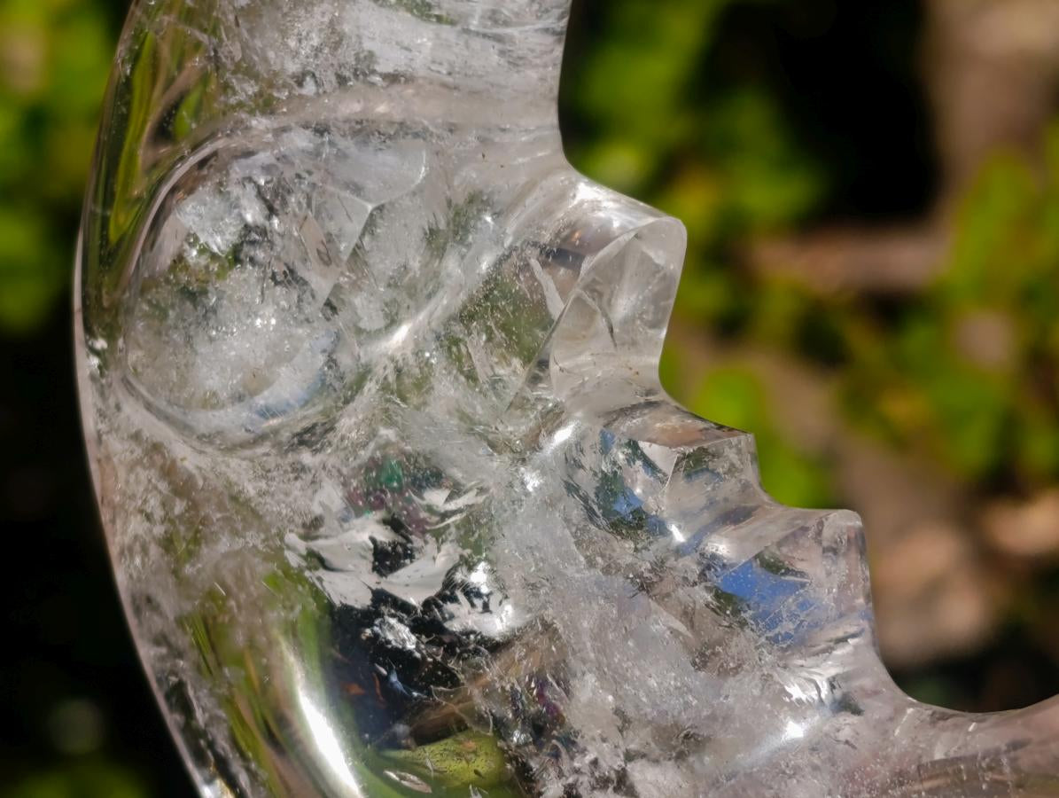 Polished Man on the Moon Rock Crystal Crescent Moon Carving x 1 From Madagascar
