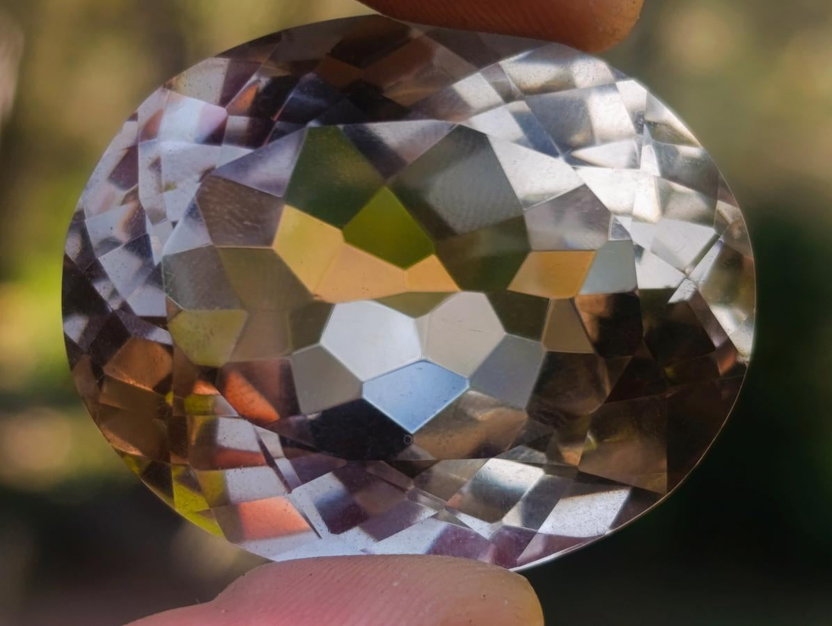 Polished Huge Faceted 150 Carat Optic Clear Smokey Quartz Stone x 1 From Madagascar