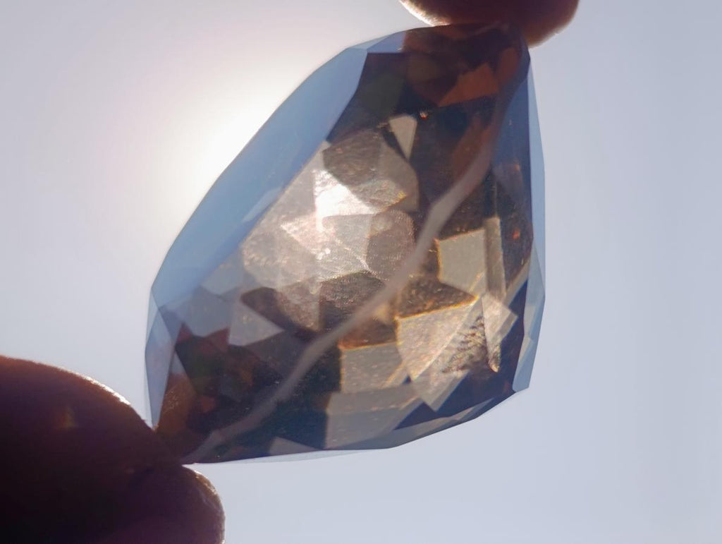 Polished Huge Faceted 150 Carat Optic Clear Smokey Quartz Stone x 1 From Madagascar