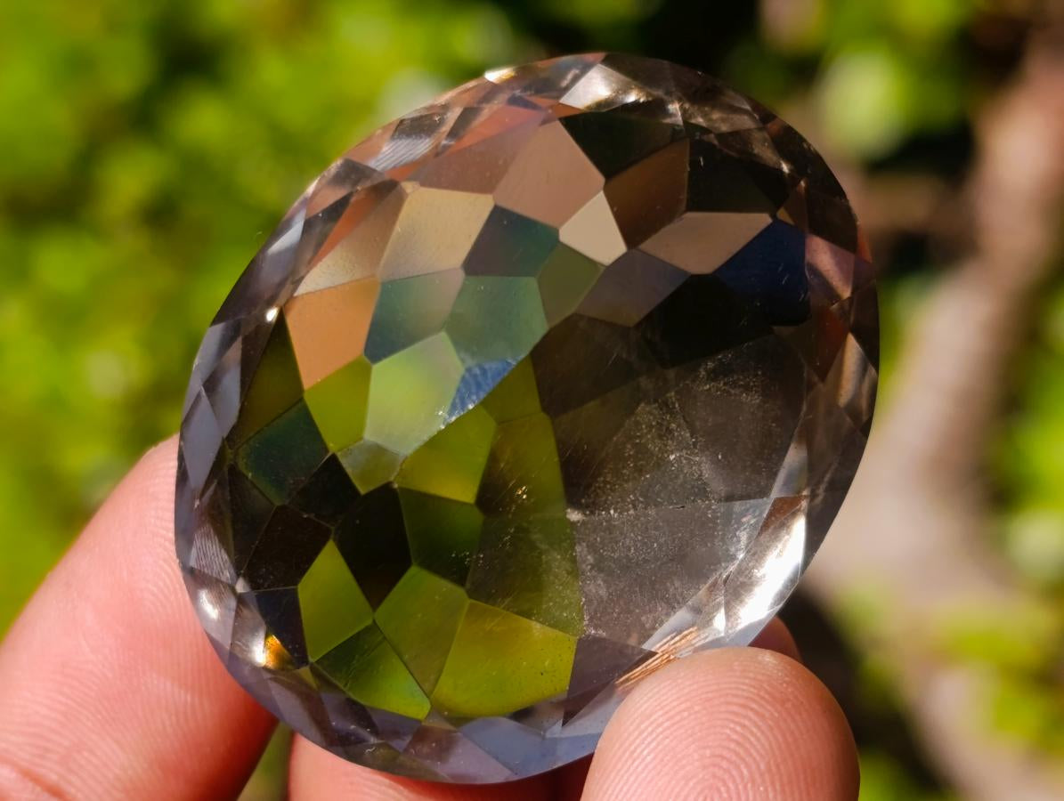 Polished Huge Faceted 150 Carat Optic Clear Smokey Quartz Stone x 1 From Madagascar