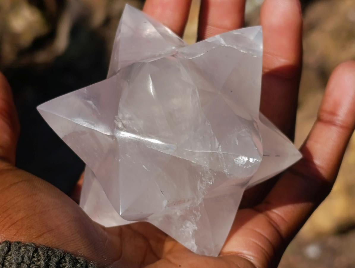 Hand Made Pearl Girasol Quartz Merkabah Star x 1 From Ambatondrazaka Madagascar