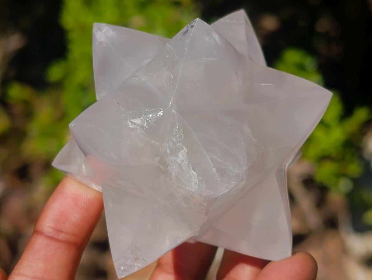Hand Made Pearl Girasol Quartz Merkabah Star x 1 From Ambatondrazaka Madagascar