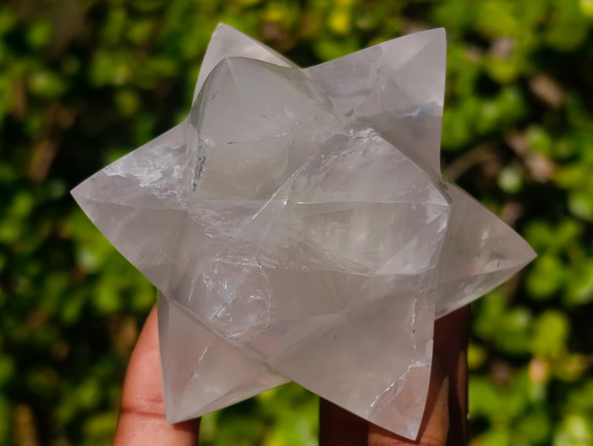 Hand Made Pearl Girasol Quartz Merkabah Star x 1 From Ambatondrazaka Madagascar