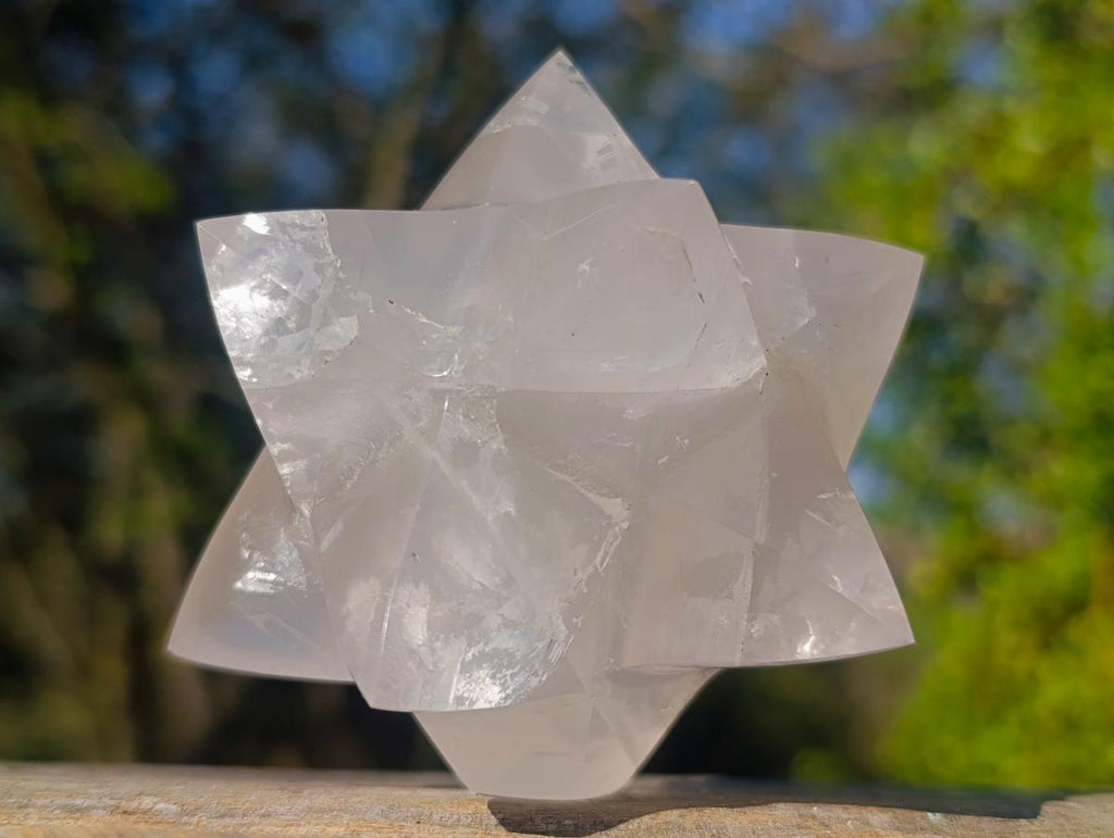 Hand Made Pearl Girasol Quartz Merkabah Star x 1 From Ambatondrazaka Madagascar