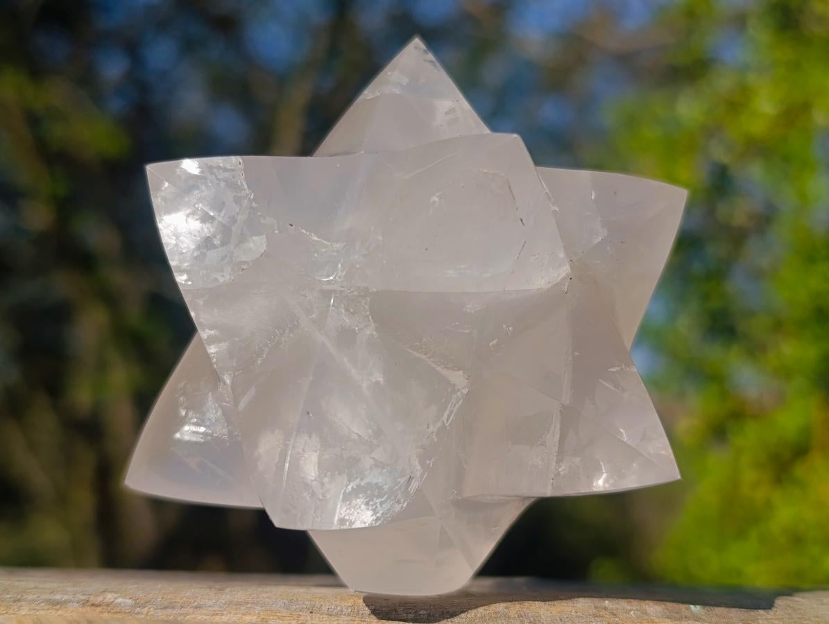 Hand Made Pearl Girasol Quartz Merkabah Star x 1 From Ambatondrazaka Madagascar