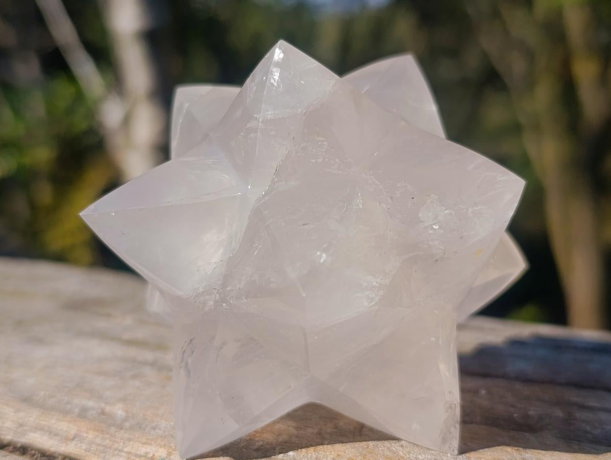 Hand Made Pearl Girasol Quartz Merkabah Star x 1 From Ambatondrazaka Madagascar