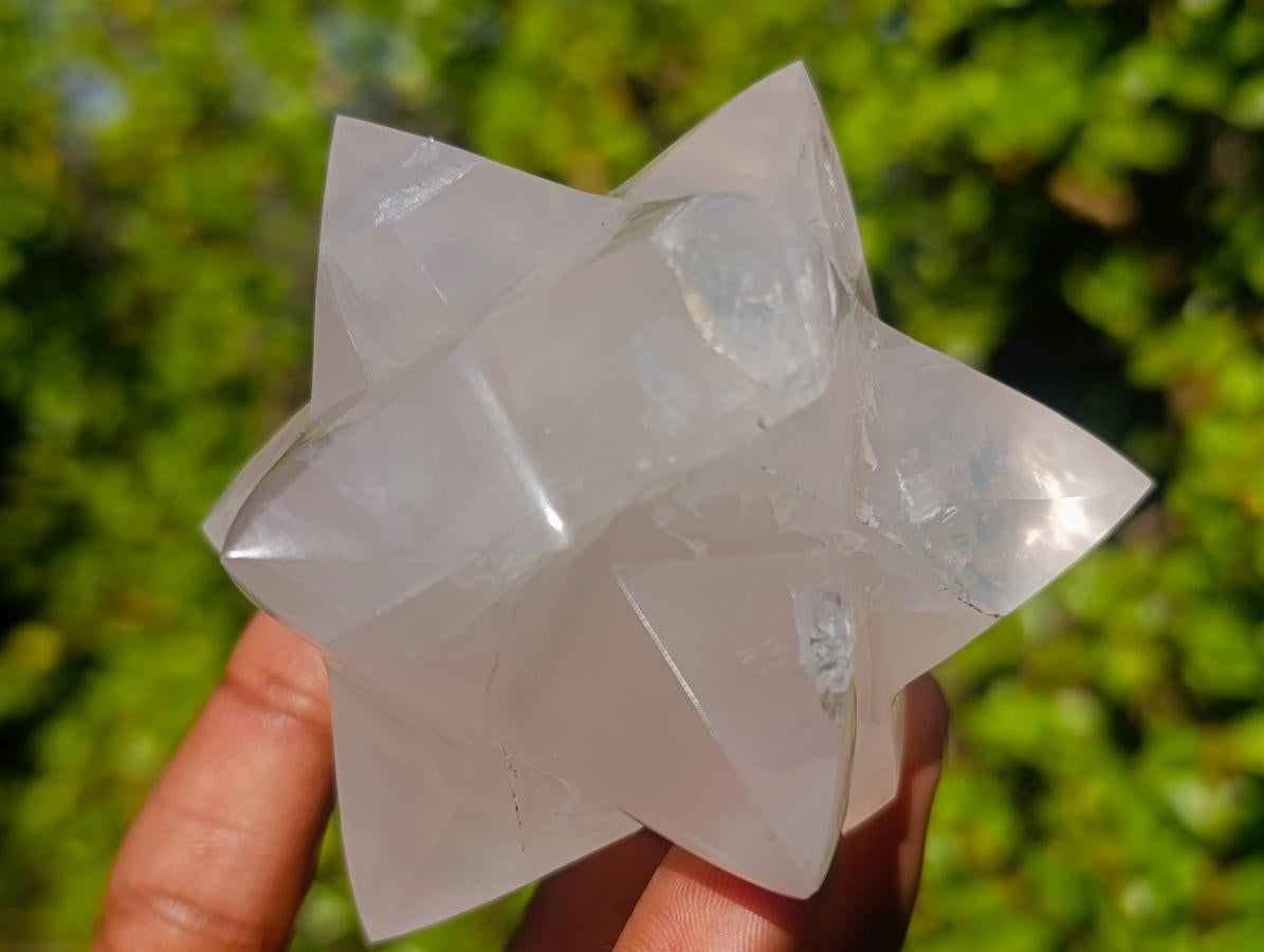 Hand Made Pearl Girasol Quartz Merkabah Star x 1 From Ambatondrazaka Madagascar