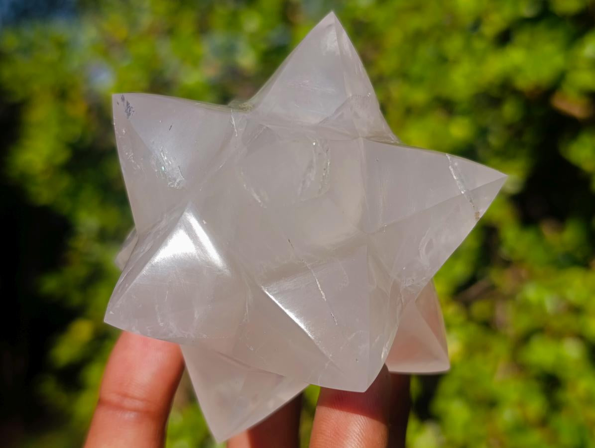Hand Made Pearl Girasol Quartz Merkabah Star x 1 From Ambatondrazaka Madagascar