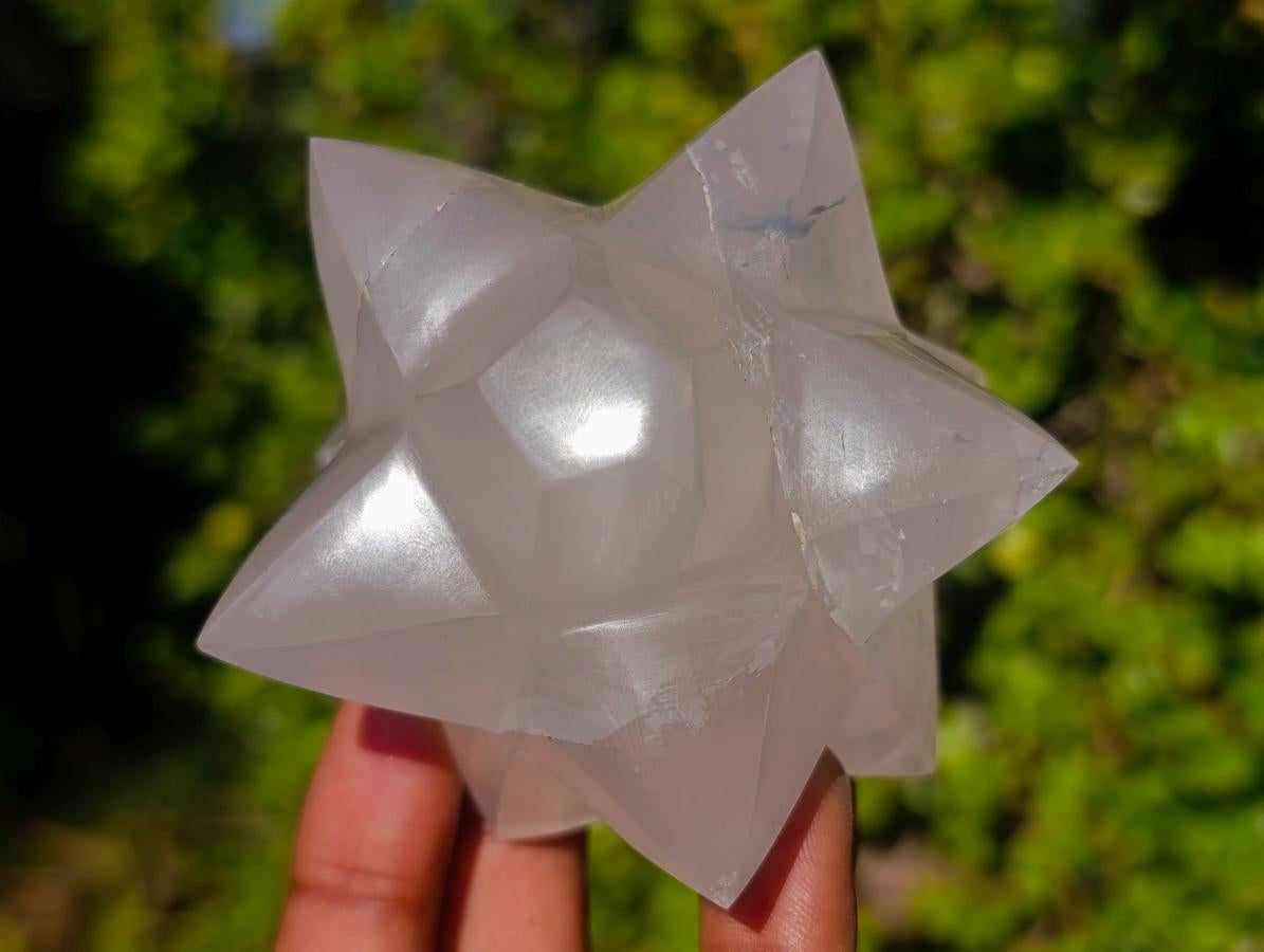Hand Made Pearl Girasol Quartz Merkabah Star x 1 From Ambatondrazaka Madagascar