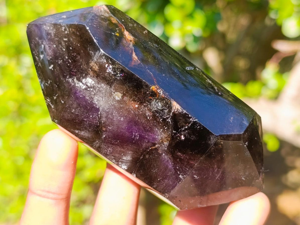 Polished Double Terminated Smokey Amethyst Window Crystal x 1 From Akansobe, Madagascar