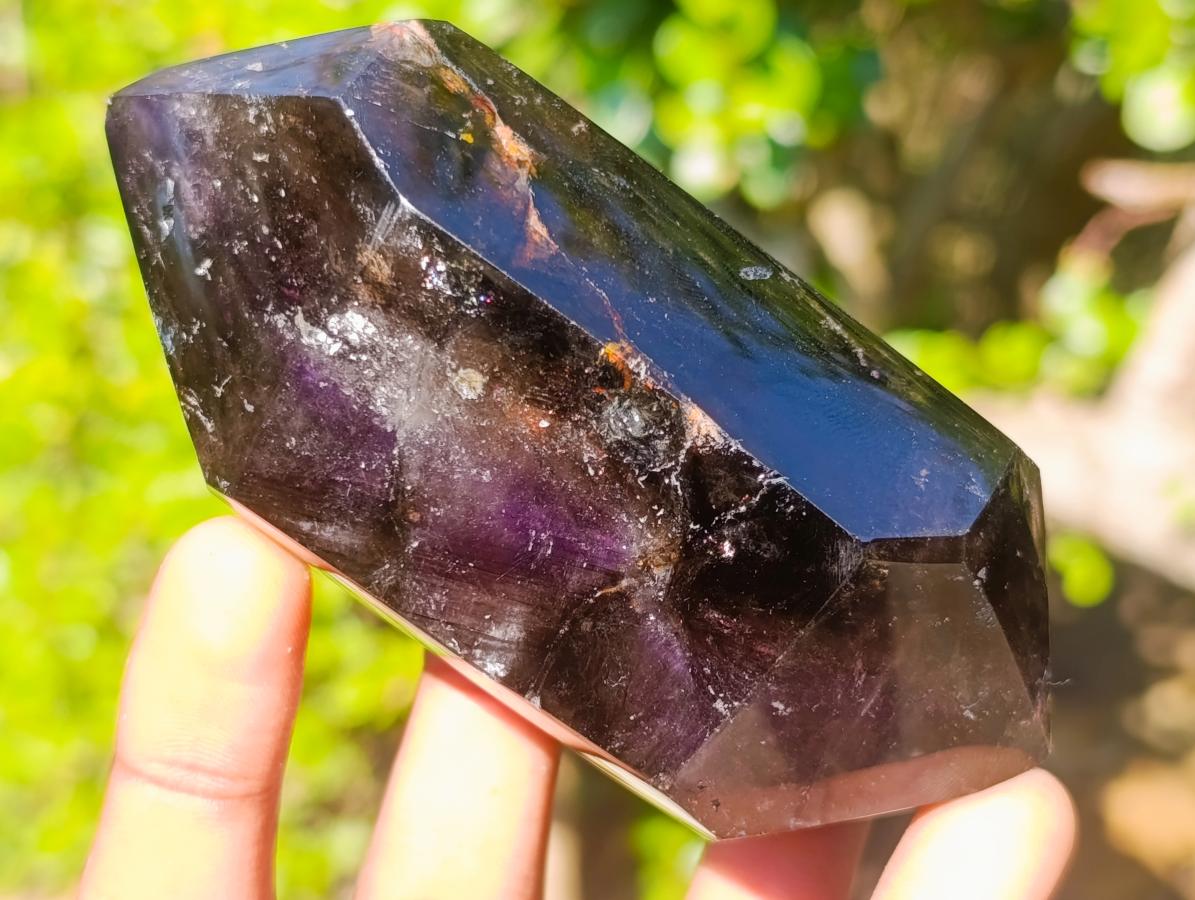 Polished Double Terminated Smokey Amethyst Window Crystal x 1 From Akansobe, Madagascar