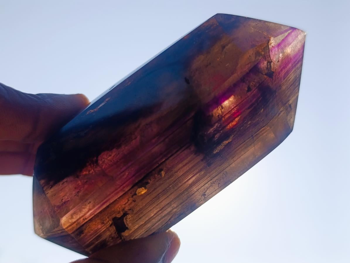 Polished Double Terminated Smokey Amethyst Window Crystal x 1 From Akansobe, Madagascar