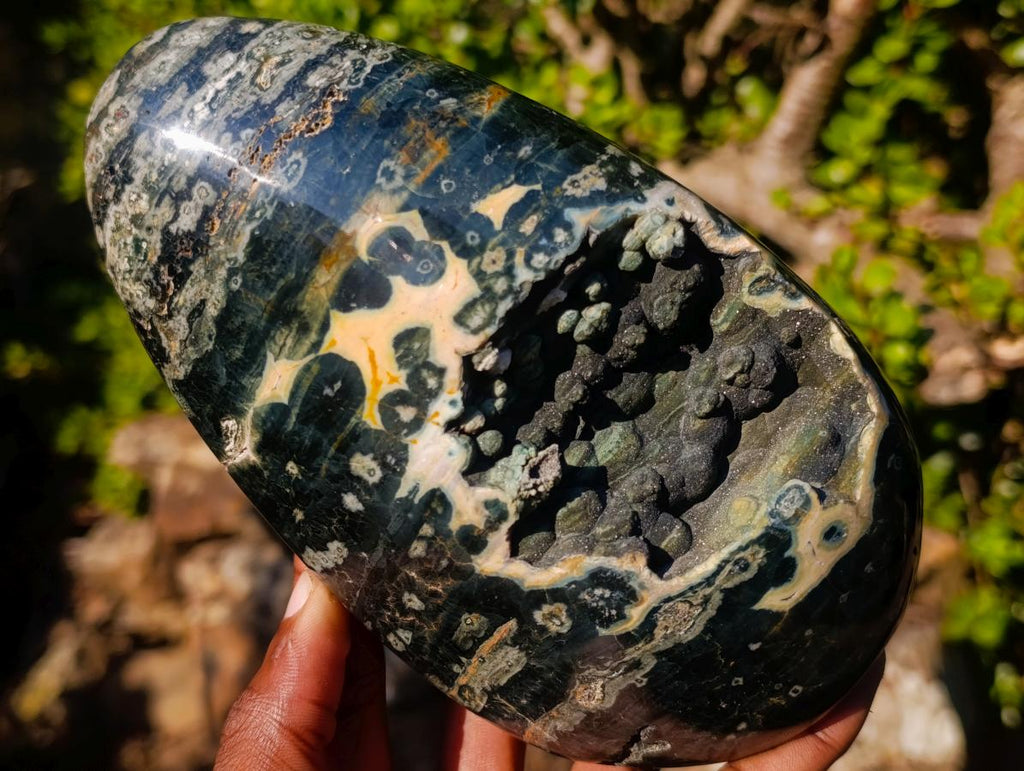 Polished Rare Orbicular Ocean Jasper Display Piece x 1 From Madagascar