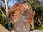 Polished Twin Sceptre Smokey Window Quartz Crystal x 1 From Akansobe, Madagascar