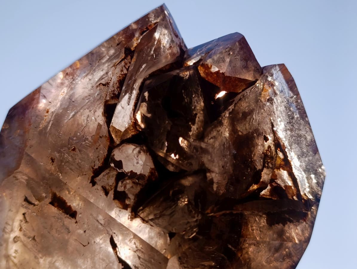 Polished Twin Sceptre Smokey Window Quartz Crystal x 1 From Akansobe, Madagascar