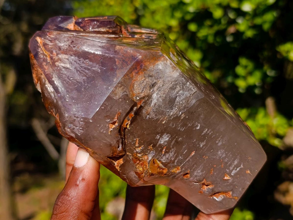 Polished Twin Sceptre Smokey Window Quartz Crystal x 1 From Akansobe, Madagascar