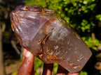 Polished Twin Sceptre Smokey Window Quartz Crystal x 1 From Akansobe, Madagascar