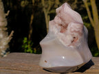 Polished Large Rare Ocean Jasper Crystal Centred Flame Sculpture x 1 From Maintirano, Madagascar