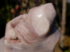Polished Large Rare Ocean Jasper Crystal Centred Flame Sculpture x 1 From Maintirano, Madagascar
