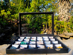 Natural Mix Set of 24 African Minerals and Crystals in a Black Wooden Display Case x 1 From Southern Africa