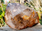 Polished Large Twin Sceptre Smokey Window Quartz Crystal with Enhydro x 1 From Akansobe, Madagascar