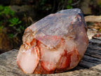 Polished Large Twin Sceptre Smokey Window Quartz Crystal with Enhydro x 1 From Akansobe, Madagascar