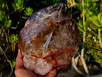 Polished Large Twin Sceptre Smokey Window Quartz Crystal with Enhydro x 1 From Akansobe, Madagascar
