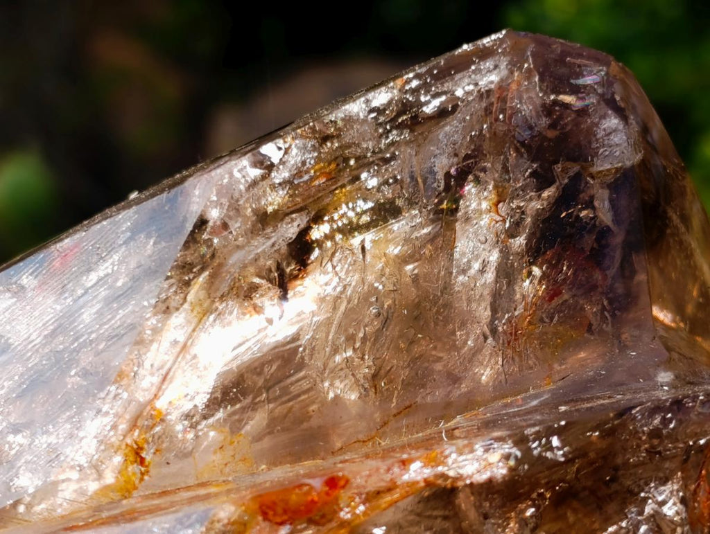 Polished Large Twin Sceptre Smokey Window Quartz Crystal with Enhydro x 1 From Akansobe, Madagascar