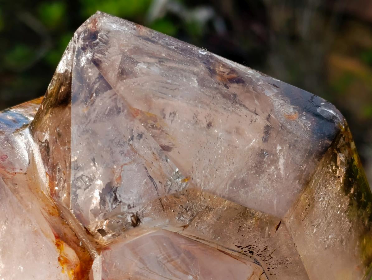 Polished Large Twin Sceptre Smokey Window Quartz Crystal with Enhydro x 1 From Akansobe, Madagascar