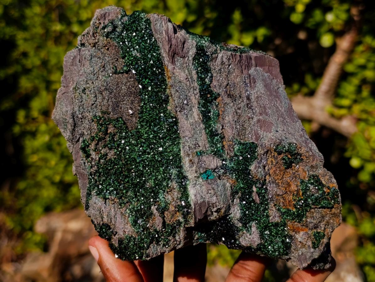 Natural Large Libethenite Crystals on Dolomite Matrix Specimen x 1 From Kolwezi, Congo