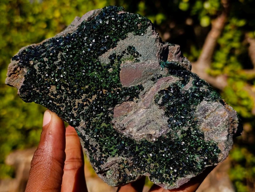Natural Large Libethenite Crystals on Dolomite Matrix Specimen x 1 From Kolwezi, Congo
