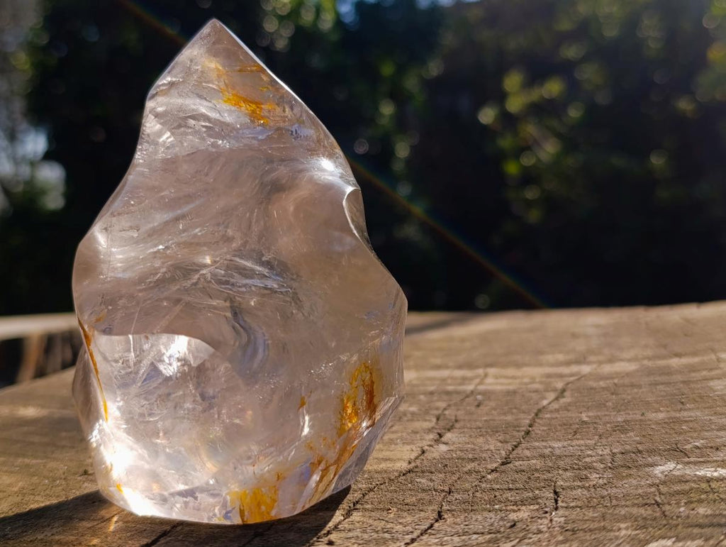 Polished Rock Crystal Flame Sculpture x 1 From Madagascar