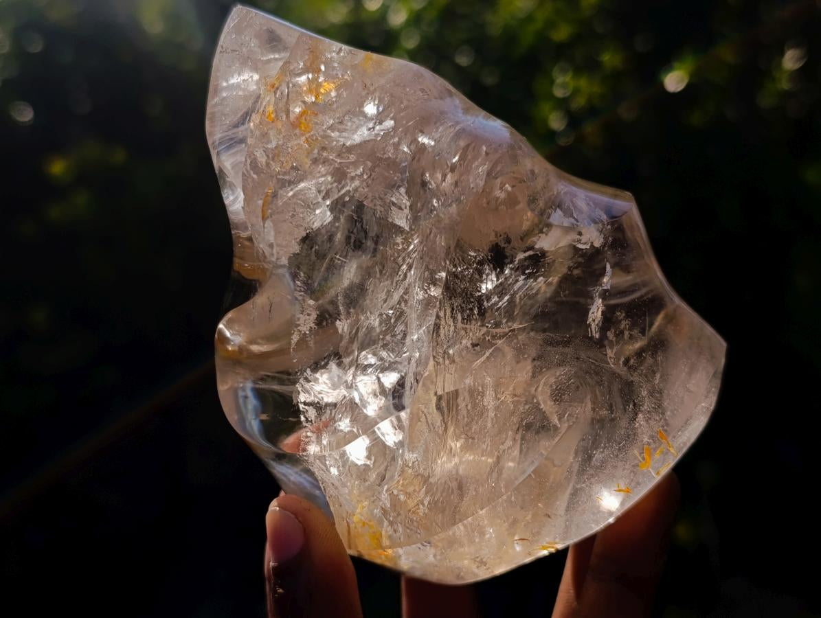 Polished Rock Crystal Flame Sculpture x 1 From Madagascar