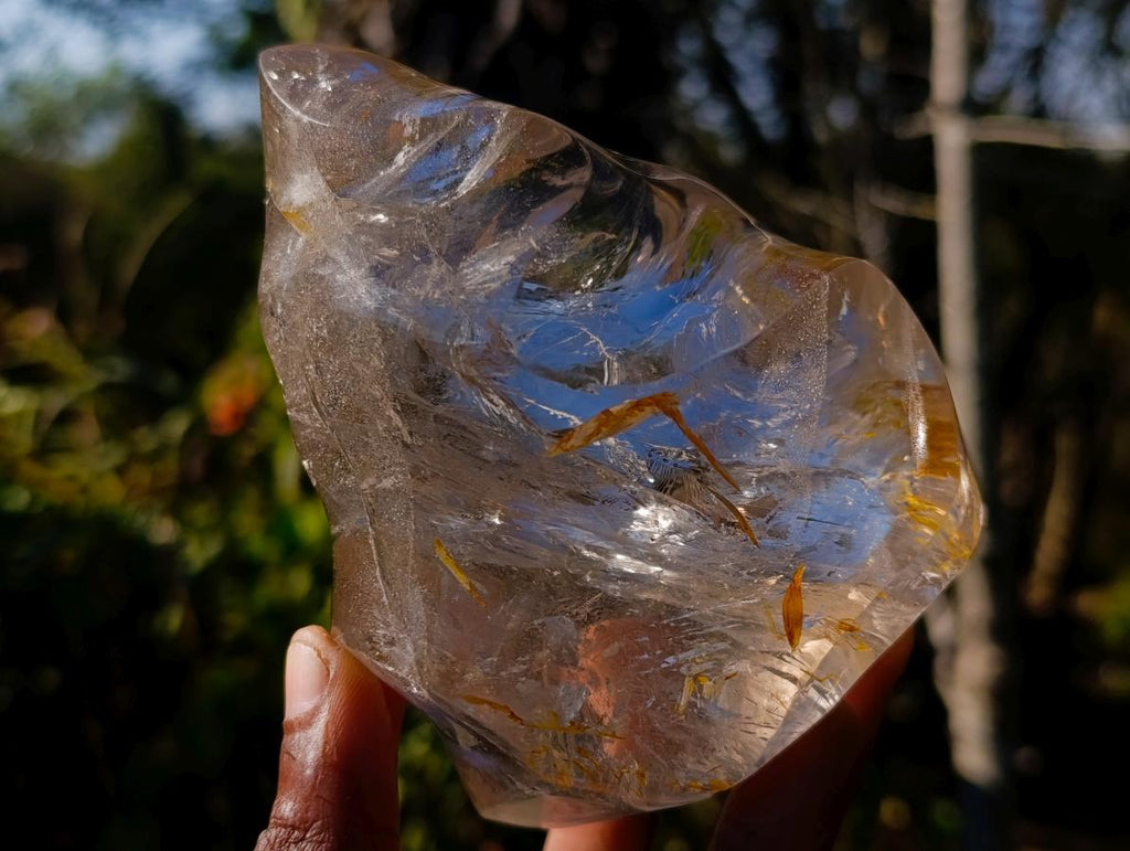 Polished Rock Crystal Flame Sculpture x 1 From Madagascar