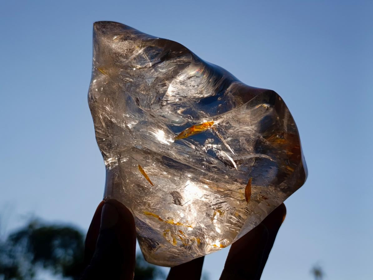Polished Rock Crystal Flame Sculpture x 1 From Madagascar