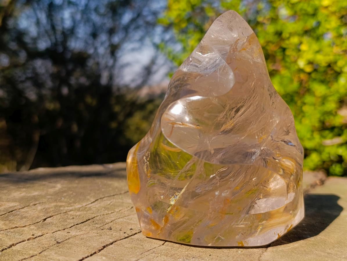 Polished Rock Crystal Flame Sculpture x 1 From Madagascar