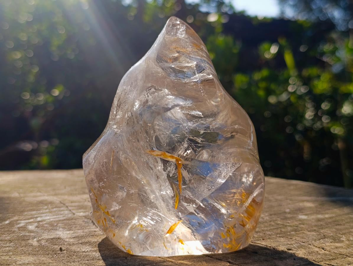 Polished Rock Crystal Flame Sculpture x 1 From Madagascar