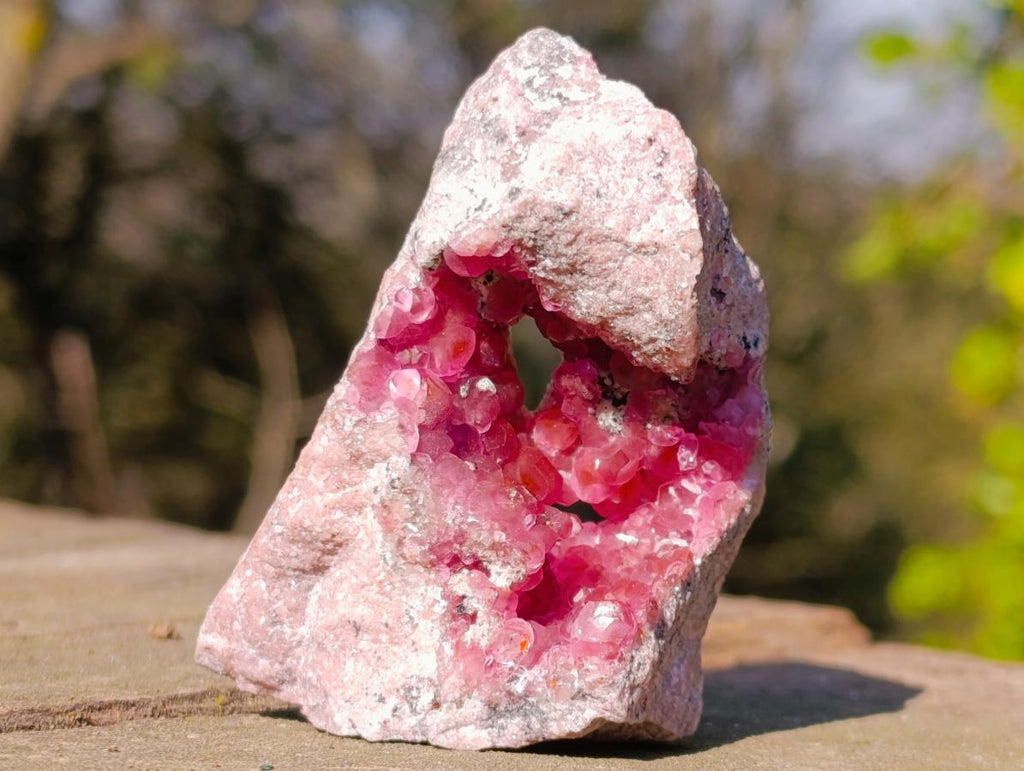 Natural Rare Hot Pink Spherocobaltite Specimen in Wooden Display Box x 1 From Mashamba West Mine, Congo