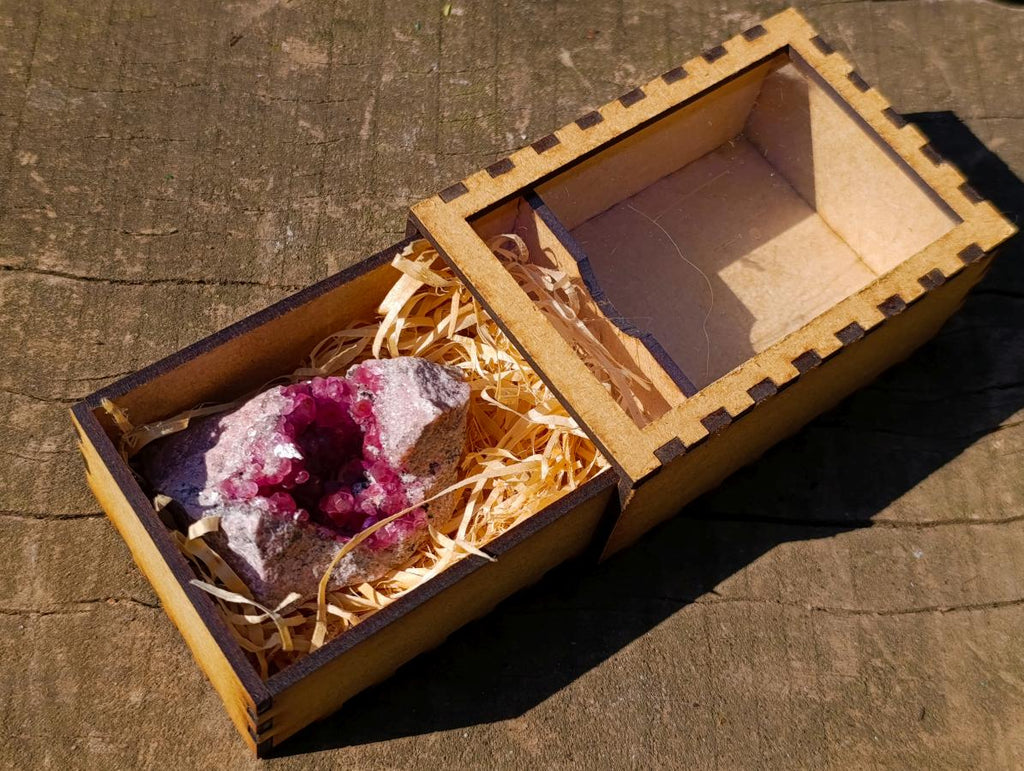 Natural Rare Hot Pink Spherocobaltite Specimen in Wooden Display Box x 1 From Mashamba West Mine, Congo