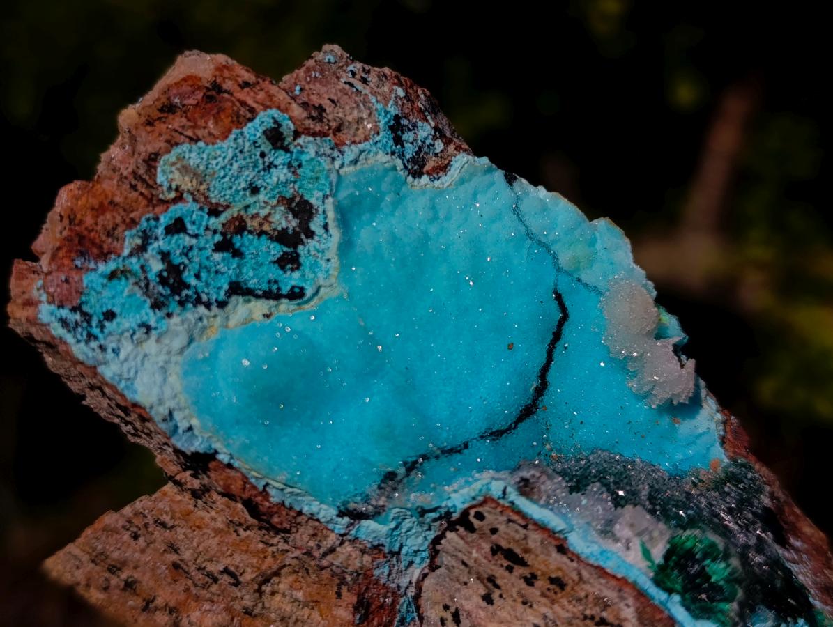 Natural Cabinet Size Drusy Coated Chrysocolla Specimen on Dolomite x 1 From Likasi, Congo